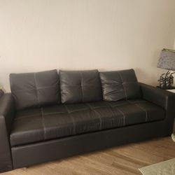 Black Leather Pull Out Sofa