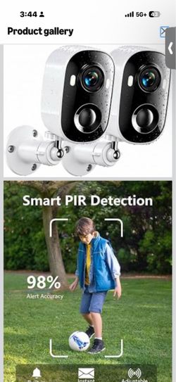 Security Cameras Wireless Outdoor, 2K Battery AI Motion Detection Color Night Vision, IP65 Waterproof, Two-Way Audio, PIR Motion Alert, 5200mAh Batter