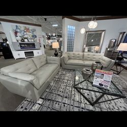 Beige Leather Sofa & Loveseat Set – Must Sell ASAP!