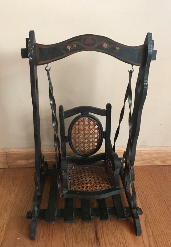 Antique wooden doll swing