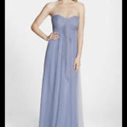 Pre-owned Amsale Draped Tulle Strapless Gown Dress G835U - Dusk - Size 4