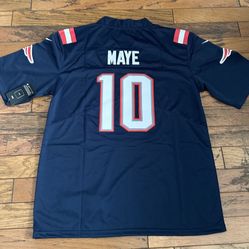 Patriots Drake Maye #10 navy jersey Super Bowl 