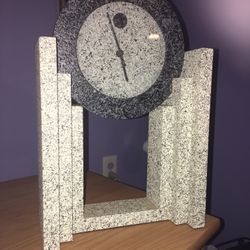 Empire Art Products 1980's Vintage Collectible Grey Faux Granite Mantle Clock