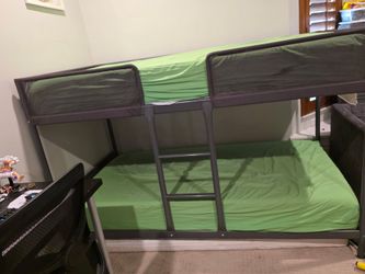 IKEA TUFFING Twin Bunk Bed Frame (Dark Gray)Excellent condition! This bunk bed has been well cared for in our son's room and is clean, sturdy, and rea