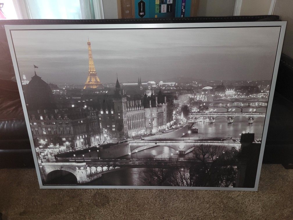 Home Decor Painting Of Paris France, Like New!!