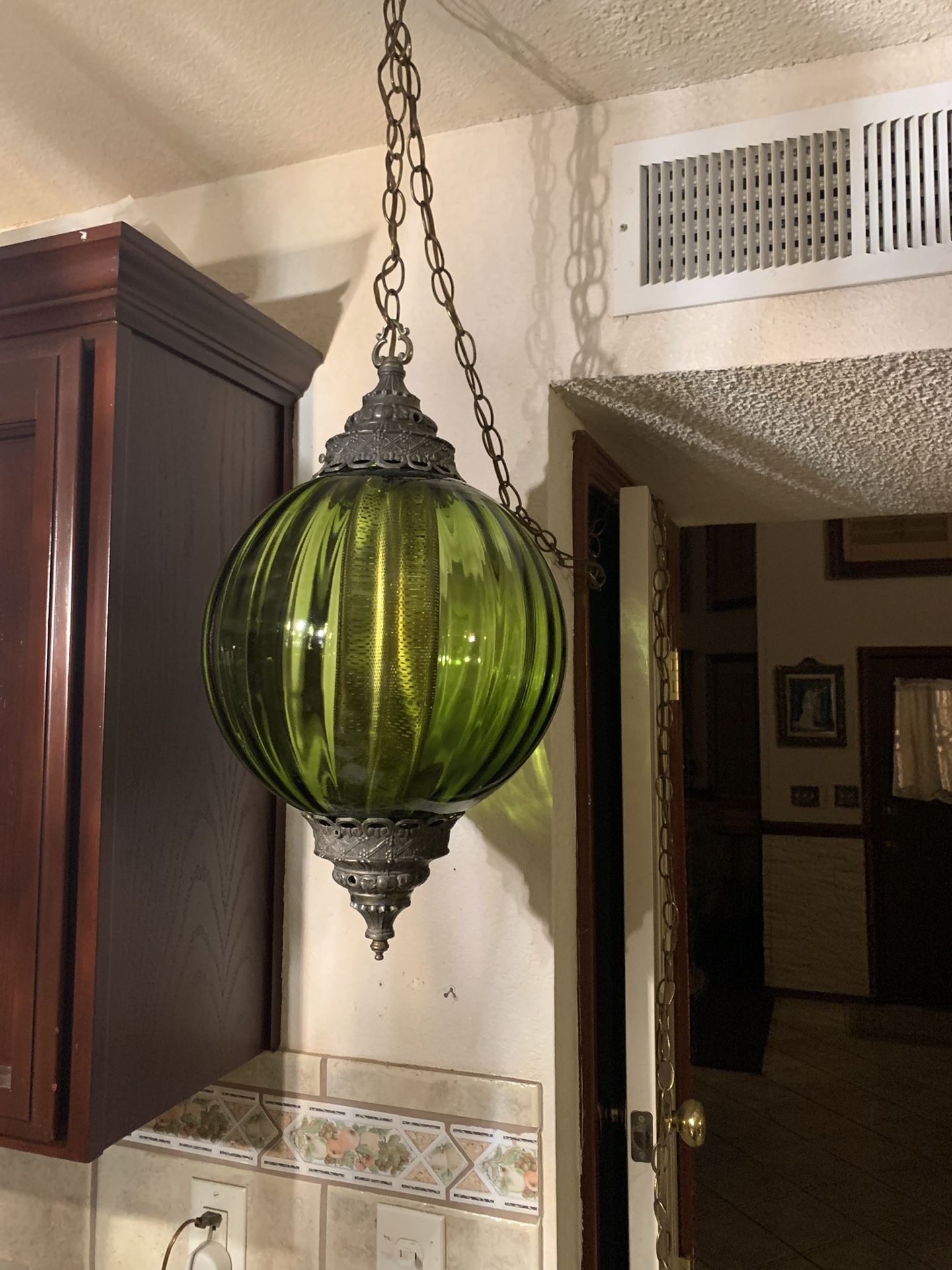 Beautiful Emerald Green Vintage Swag Lamp