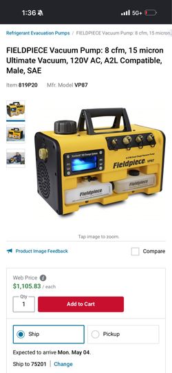 Fieldpiece vacuum pump and scale