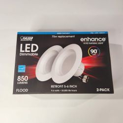 Feit Electric LED Dimmable 2-Pack 75w replacement  5000k Daylight / 5-6 Inch / New