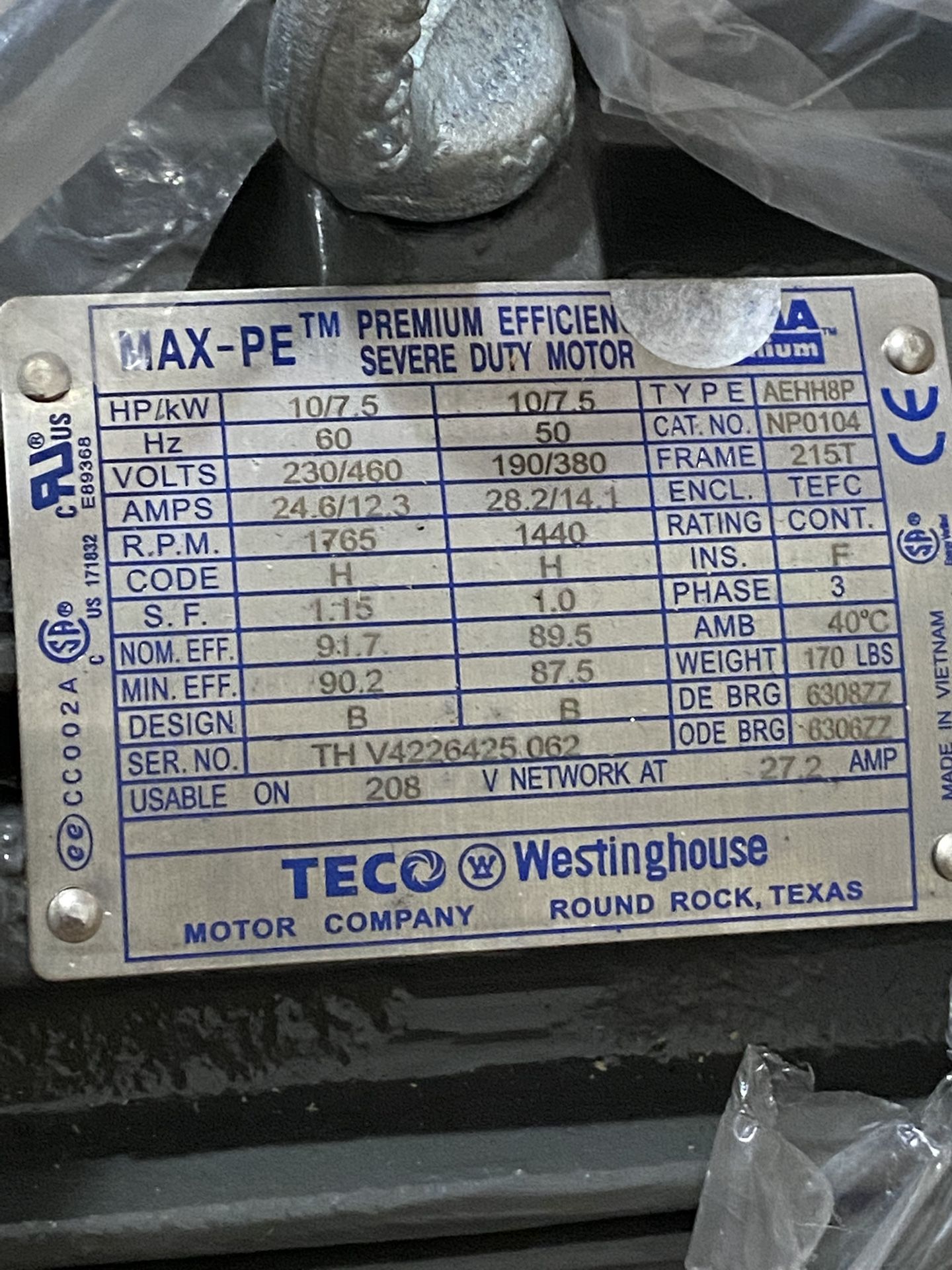 TECO MOTOR https://offerup.com/redirect/?o=Q0FULk5P. NP0104 Westinghouse 10 HP MOTOR