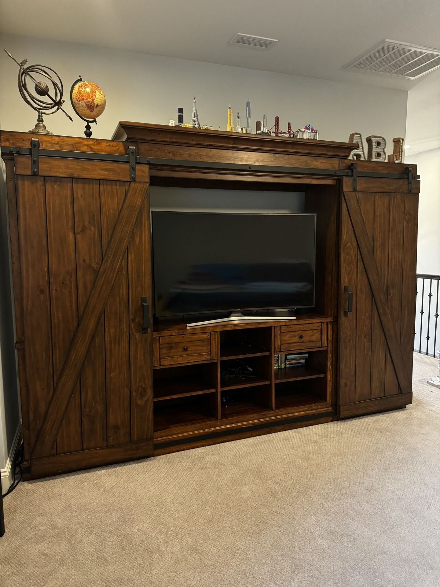 Barely Used Entertainment Center and Curved TV