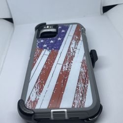 For iPhone 11 Pro Max USA Flag Camouflage Belt Clíp Case 