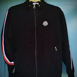 Moncler Black Track Jacket - Multi Stripe Sleeve