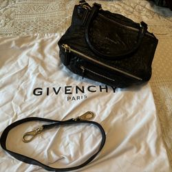 Authentic Black Distressed Leather Givenchy Large Pandora Handbag