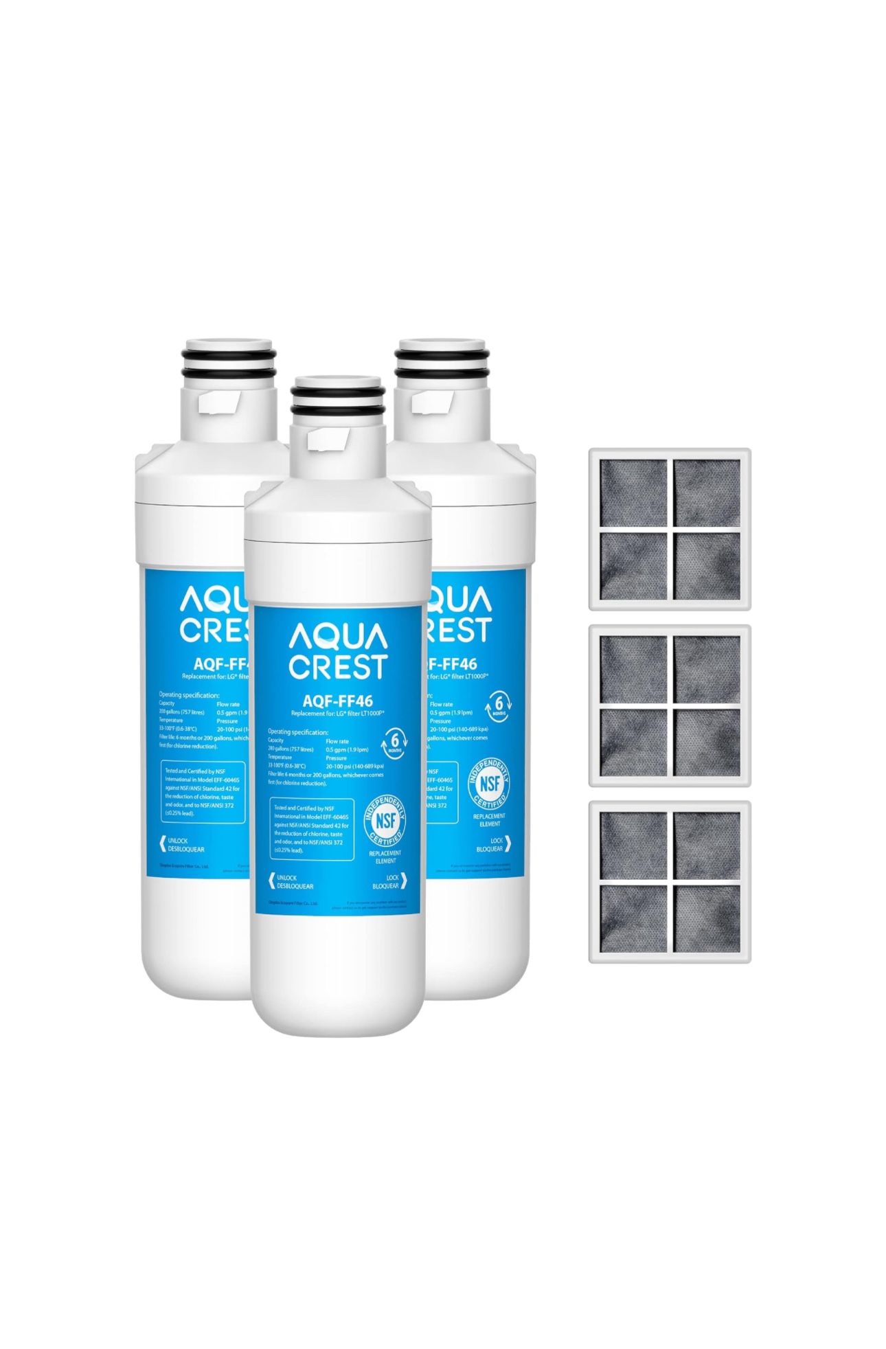 New Sealed In The Box We Have Big quantity AQUA CREST LT1000PC ADQ747935 Refrigerator Water Filter and Air Filter, Replacement for LG® LT1000P®/PC/PCS