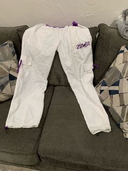 Zumba L White Cargo Dance Pants & pink Small