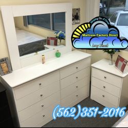 Matching Bedroom Set Dresser With Mirror And Nightstand New White