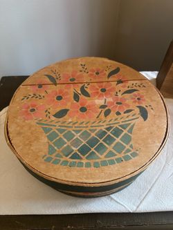 Vintage hand painted hat box