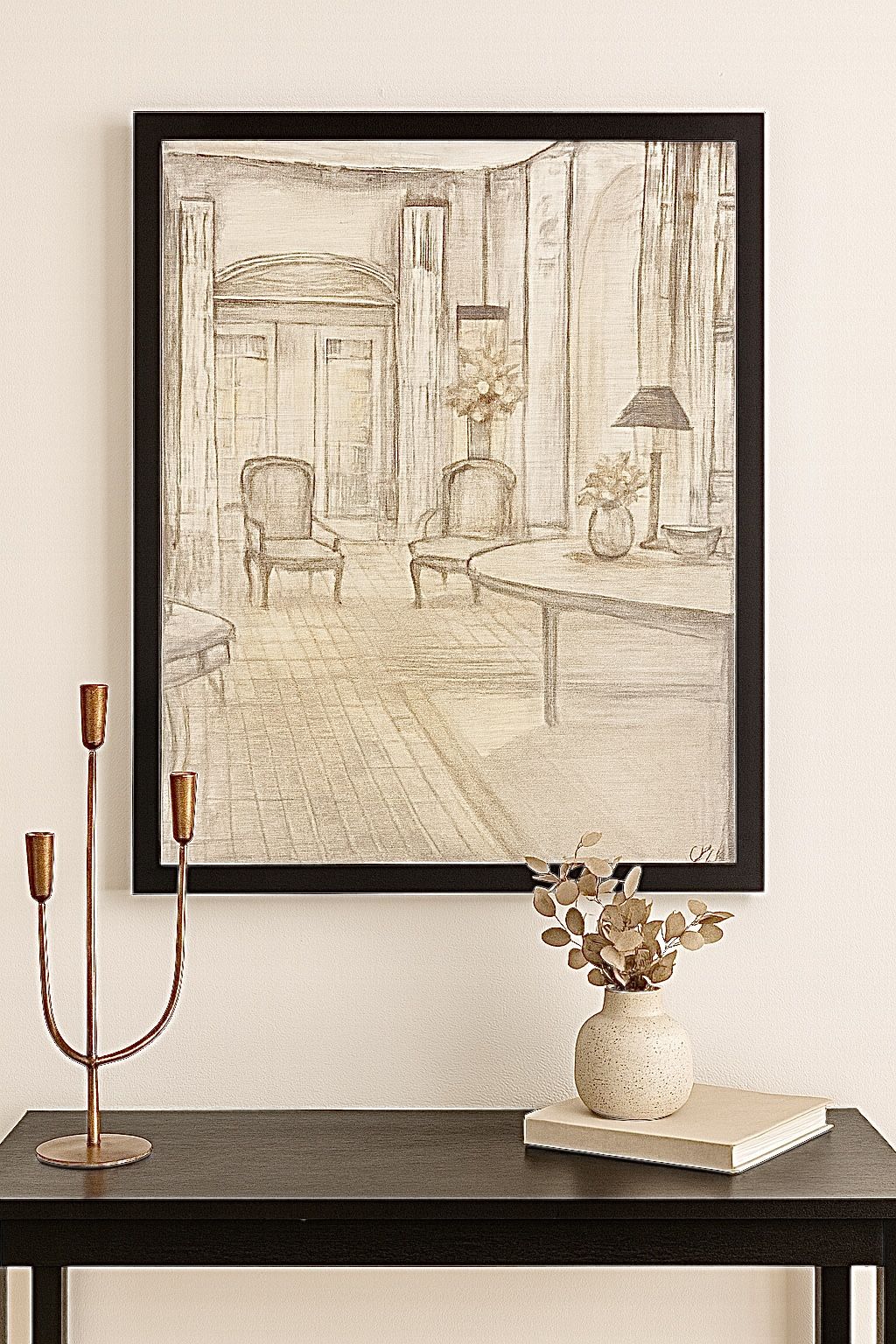 Gallery Framed European Interior Study | Neutral Fine Art Decor | Left Bank