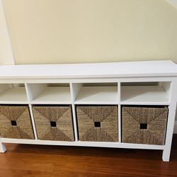 Ikea Hemnes Console Table with 4 Wicker Baskets