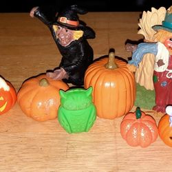 Mixed Lot (13) Pieces Fall Autumn Halloween Thanksgiving Villages, Vignettes
