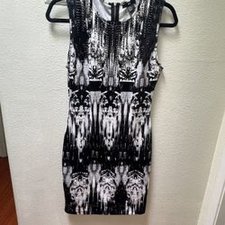 Women’s H&M Black And White Pencil Dress Knee Length Dress Medium
