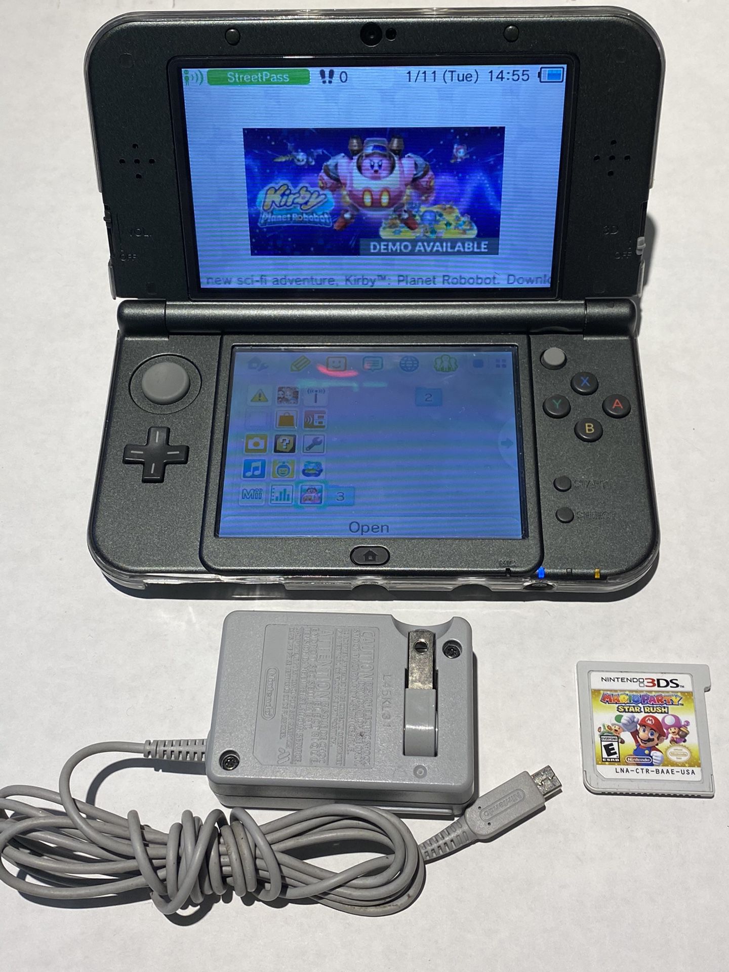 Nintendo 3DS XL with Protective Case, Charger and Mario Party Game