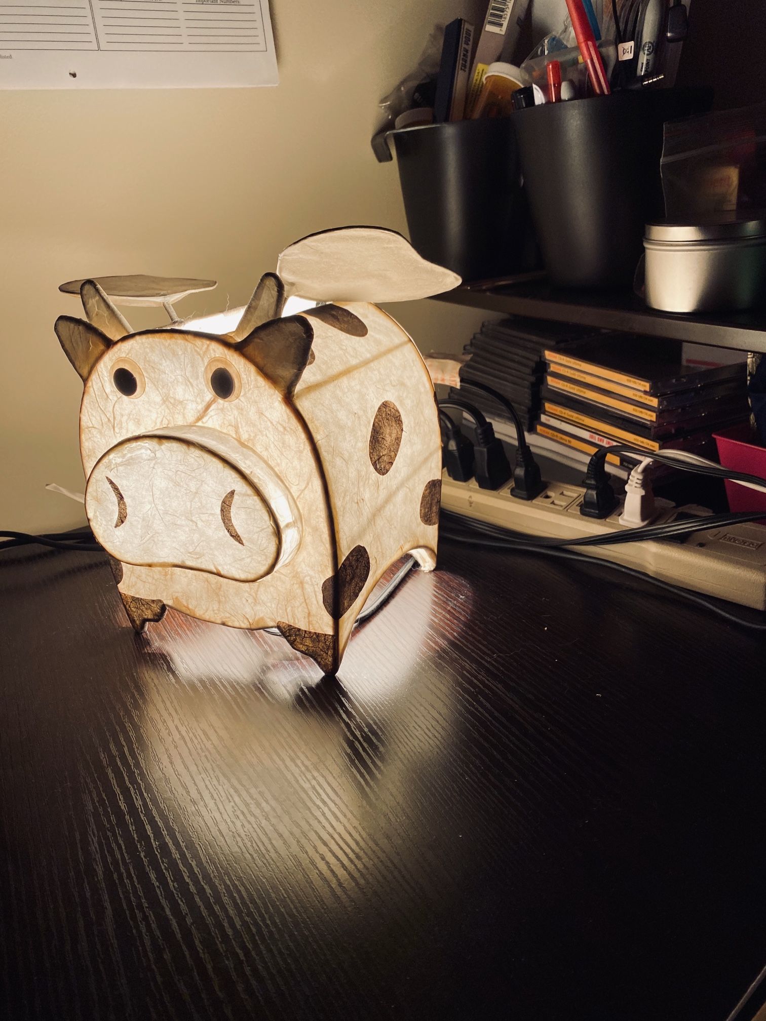 Flying Cow Night Light. Fancy and funny. Wings are mobile. Loved by children and adults. Great condition. Bargain price.