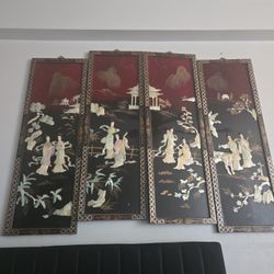 6 Mother Of Pearl Asian Black Lacquer 