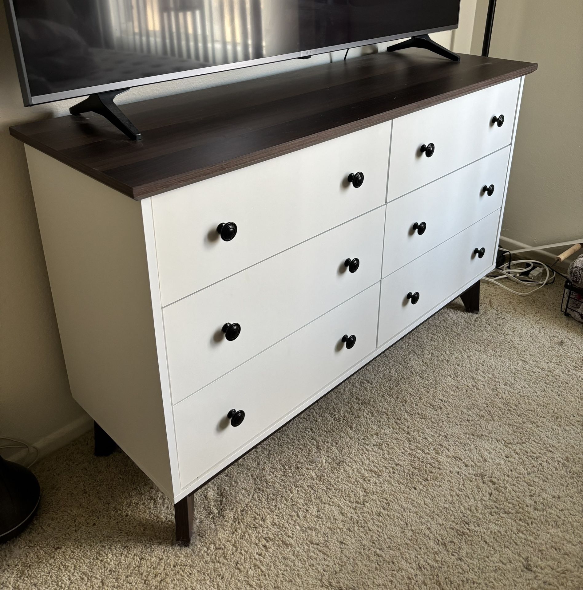 6 Drawer Dresser White/wood