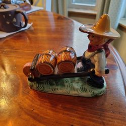 Vintage Farmer Pushing Wheelbarrow Salt & Pepper Shakers