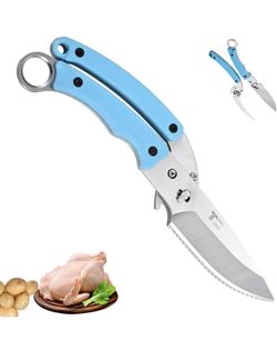 Stainless steel kitchen scissors. Professional, heavy duty, sharp and durable for food, meat, bone, vegetables, turkey, etc.