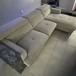 Sectional Sofa Natural Grey Fabric Upholstery Modern / Contemporary Modern