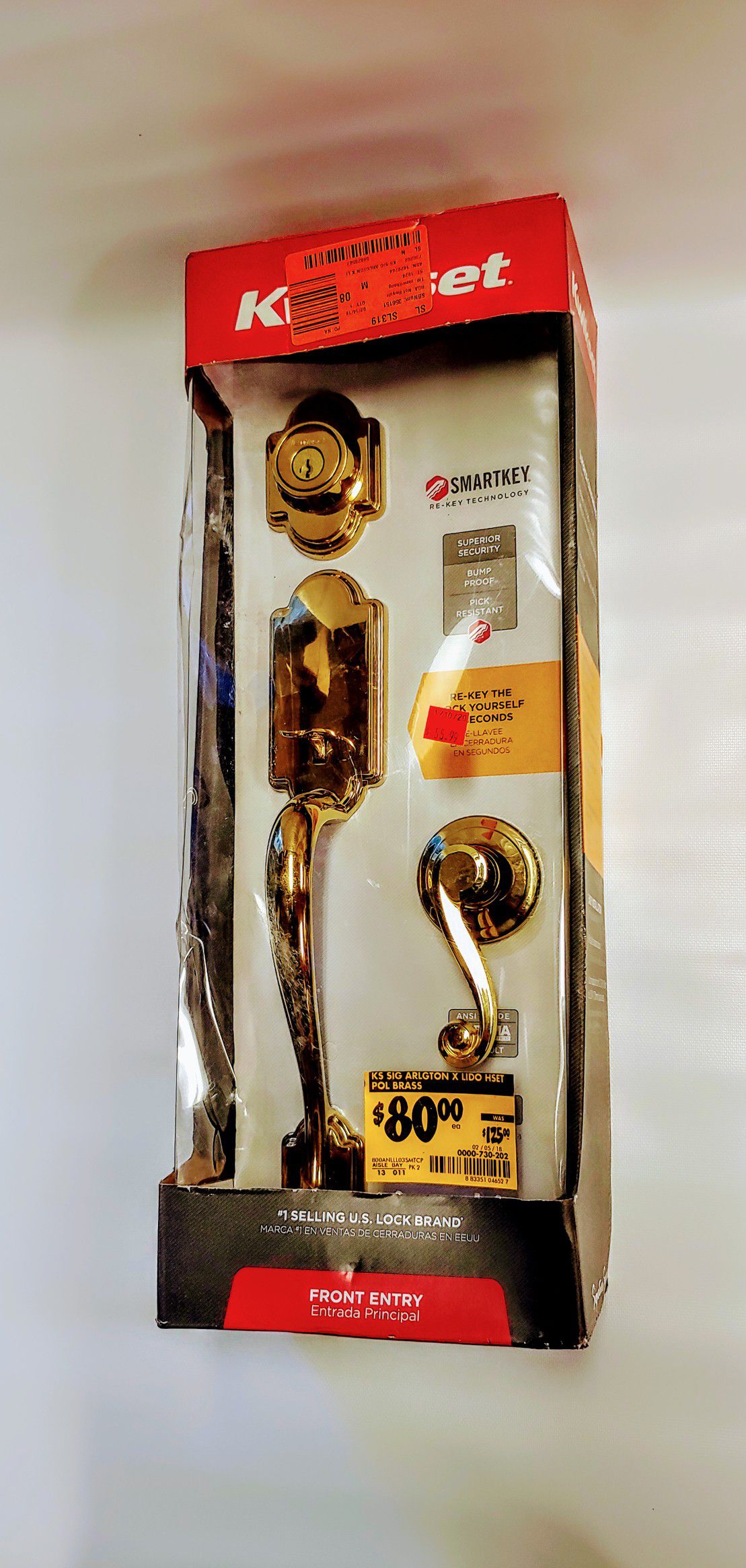 Kwikset Signature Series Polished Brass Right H Surface Front door set