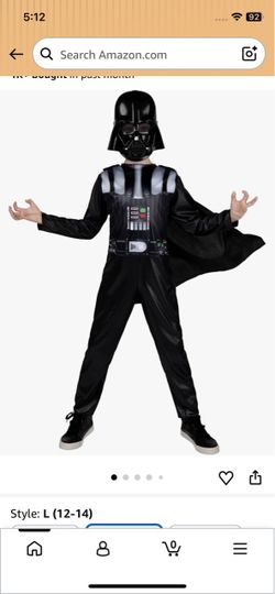 WARS Darth Vader Official Youth Halloween Costume - Printed Jumpsuit with Cape and Plastic