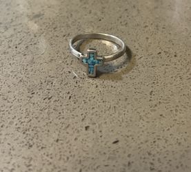 Jesus Of Nazareth Turquoise Navajo Stone 925 Sterling Silver Ring Size 4