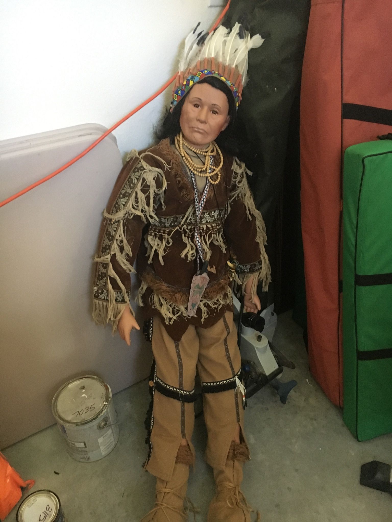 porcelain indian doll 4ft tall