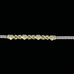 $1000 Yellow Gold W Zirconia Heart Fashion Link Bracelet