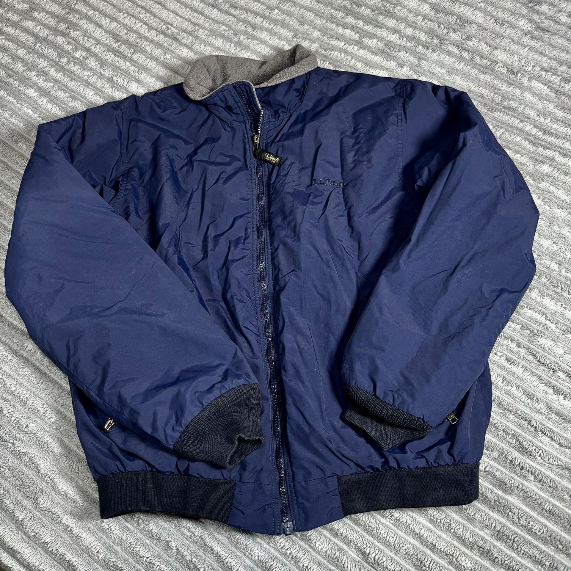 Vintage LL Bean Fleece Lined Warm-Up men's Jacket Size Reg M Blue