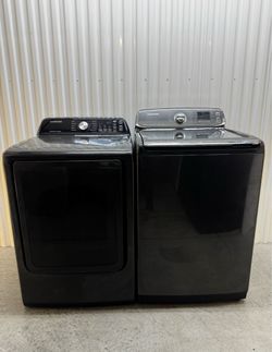 Samsung Black Stainless Steel Washer & Electric Dryer Set – Large Capacity