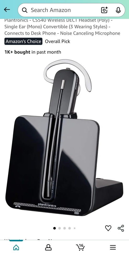 New Open Box- Plantronics CS540 with aps-11 CS540 Wireless Headset with EHS