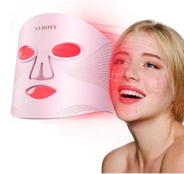 Brand New LED Face Mask Light Therapy 4 Modes 4 Wavelengths Pink Remote