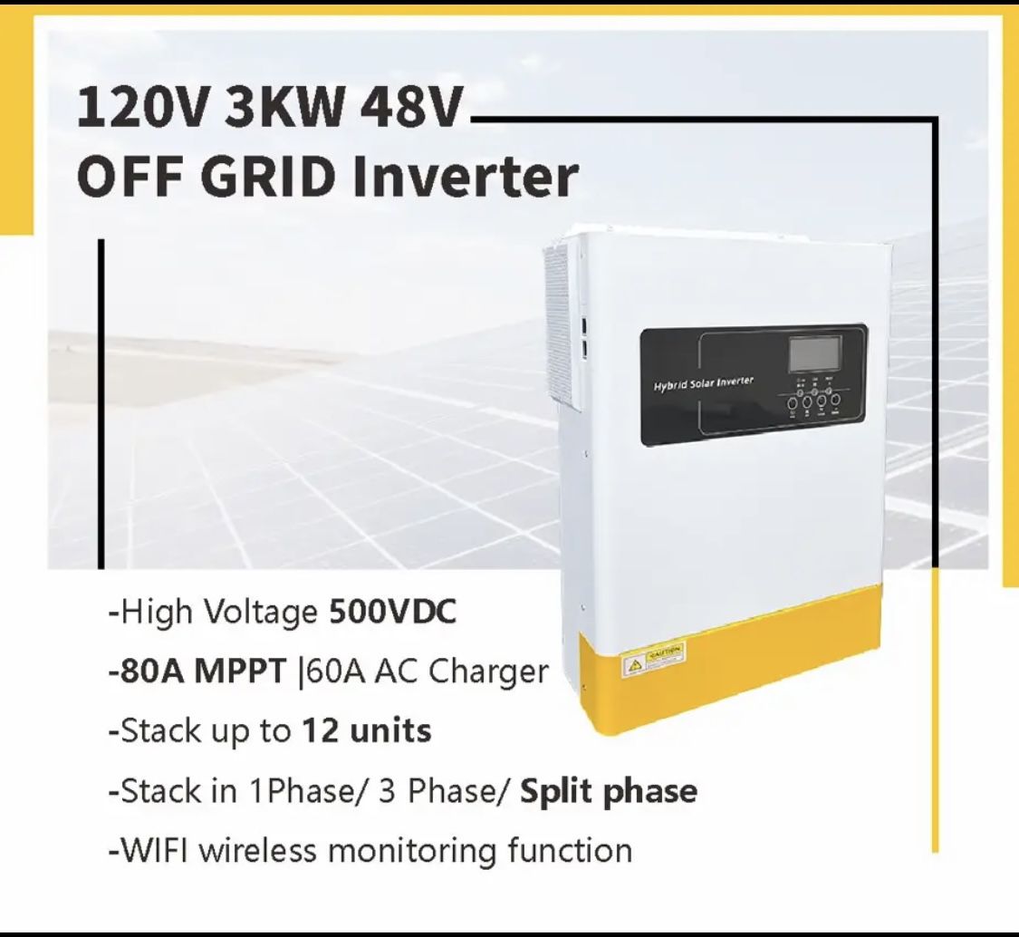 High quality 3KW 5kw Hybrid solar inverter Pure Sine Wave on/off grid ...