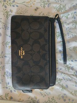 Coach black and brown wristlet