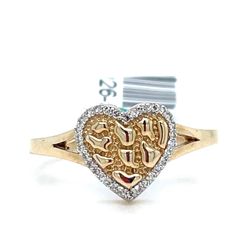 10Kt Yellow Gold Diamond Nugget Heart Ring 2.50g .10CTW Size 7 202026/5