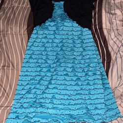 Girls Plus-size Blue And Black Dress