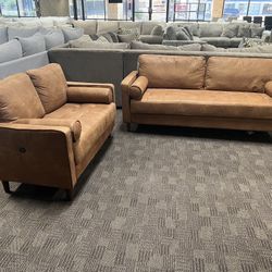 Modern Camel Sofa And Love Seat 