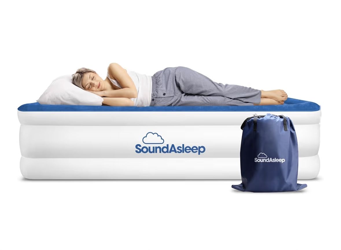SoundAsleep Products Dream Series Luxury Air Mattress, Twin Size ComfortCoil Technology Double Height Built-in High Capacity Pump Inflatable Blow Up A