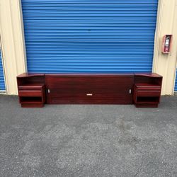 Mid Century Modern Rosewood Kingsize Headboard With Nightstands By Mobican
