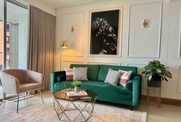 Green Velvet Tufted Sofa