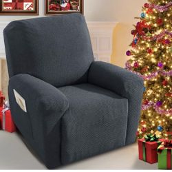 Stretch Cover 4 Piece Chair Covers for Reclining Chair Furniture Protector Soft Recliner Cover with Elastic Bottom (Reclin